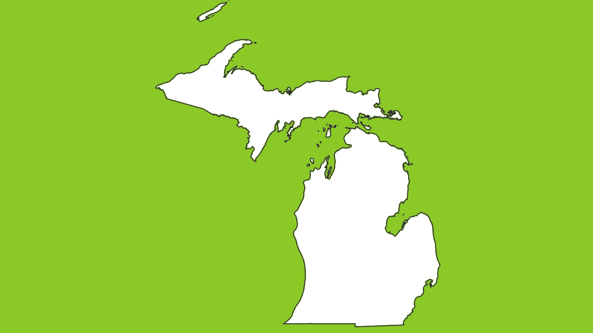 Michigan state outline on green background