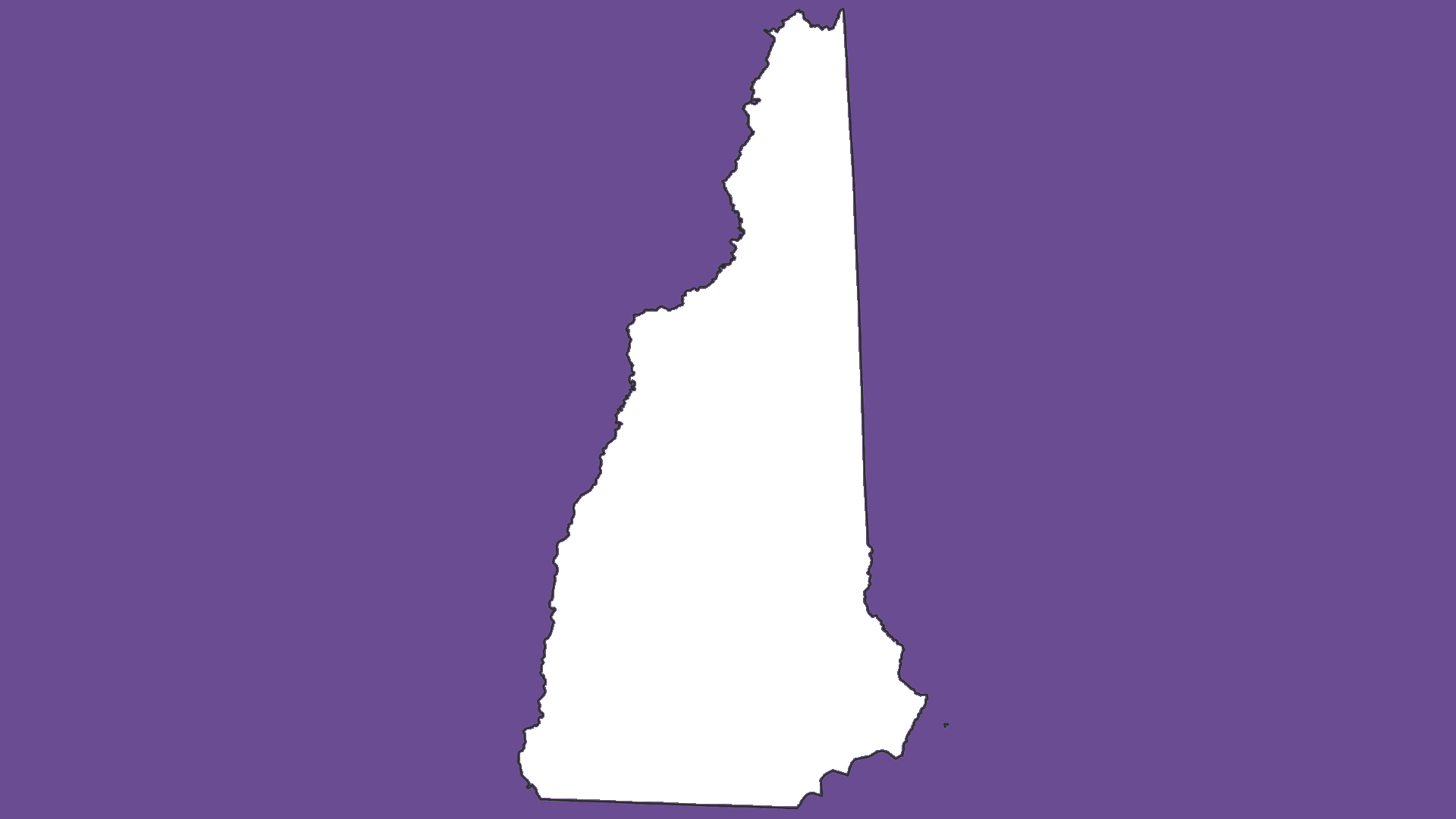 New Hampshire state outline on purple background