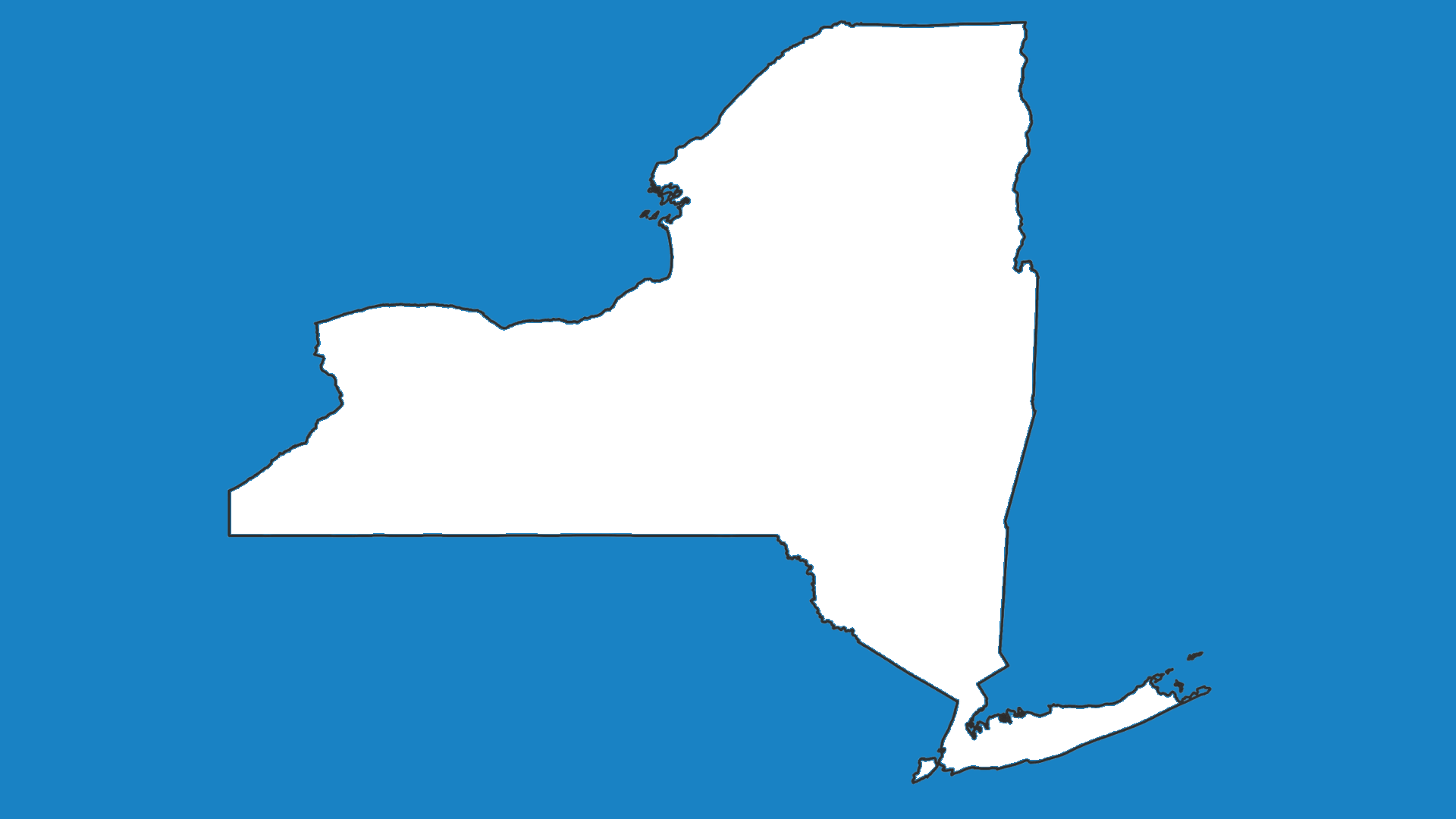 New York state outline on blue background