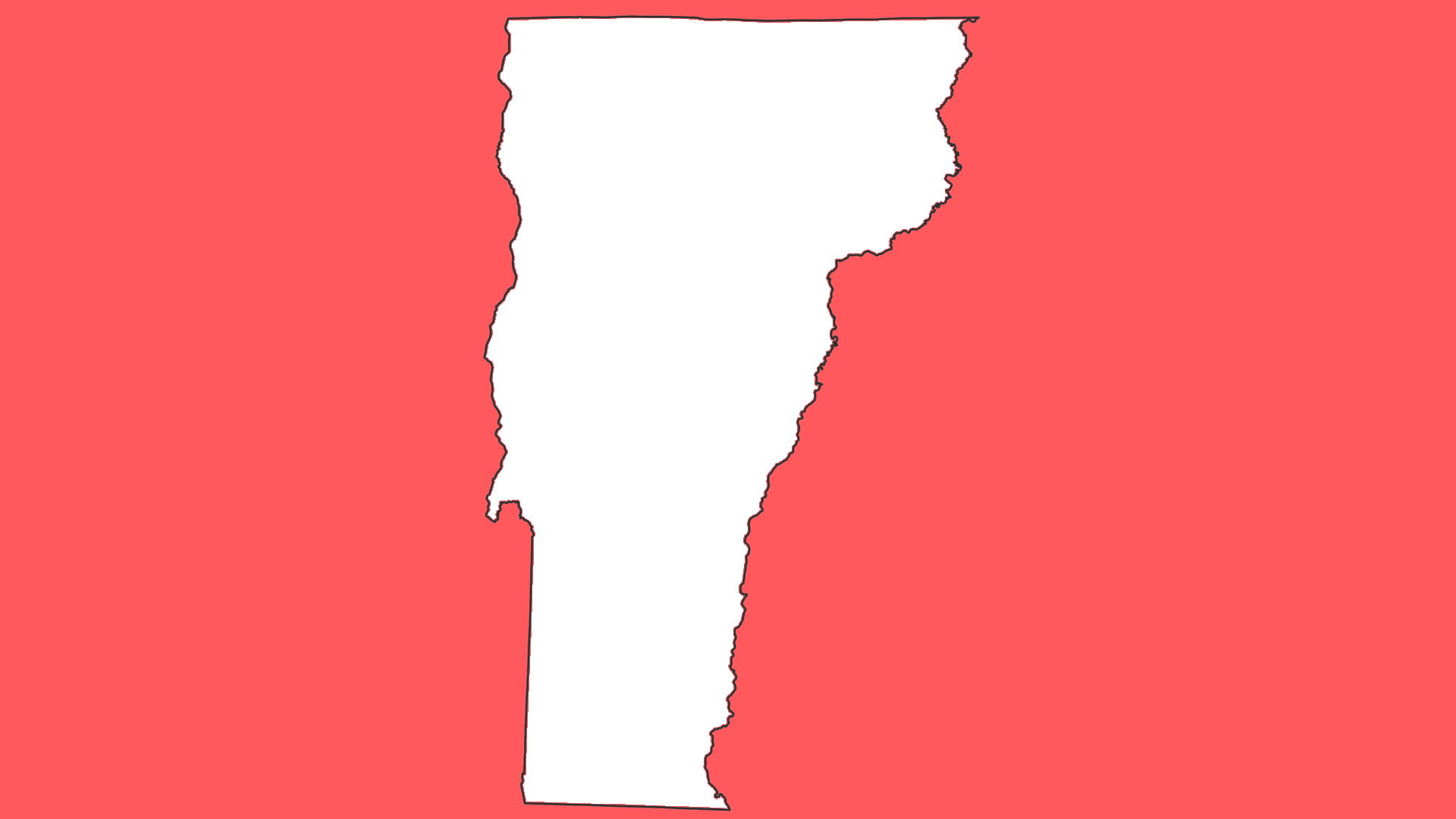 Vermont state outline on red background