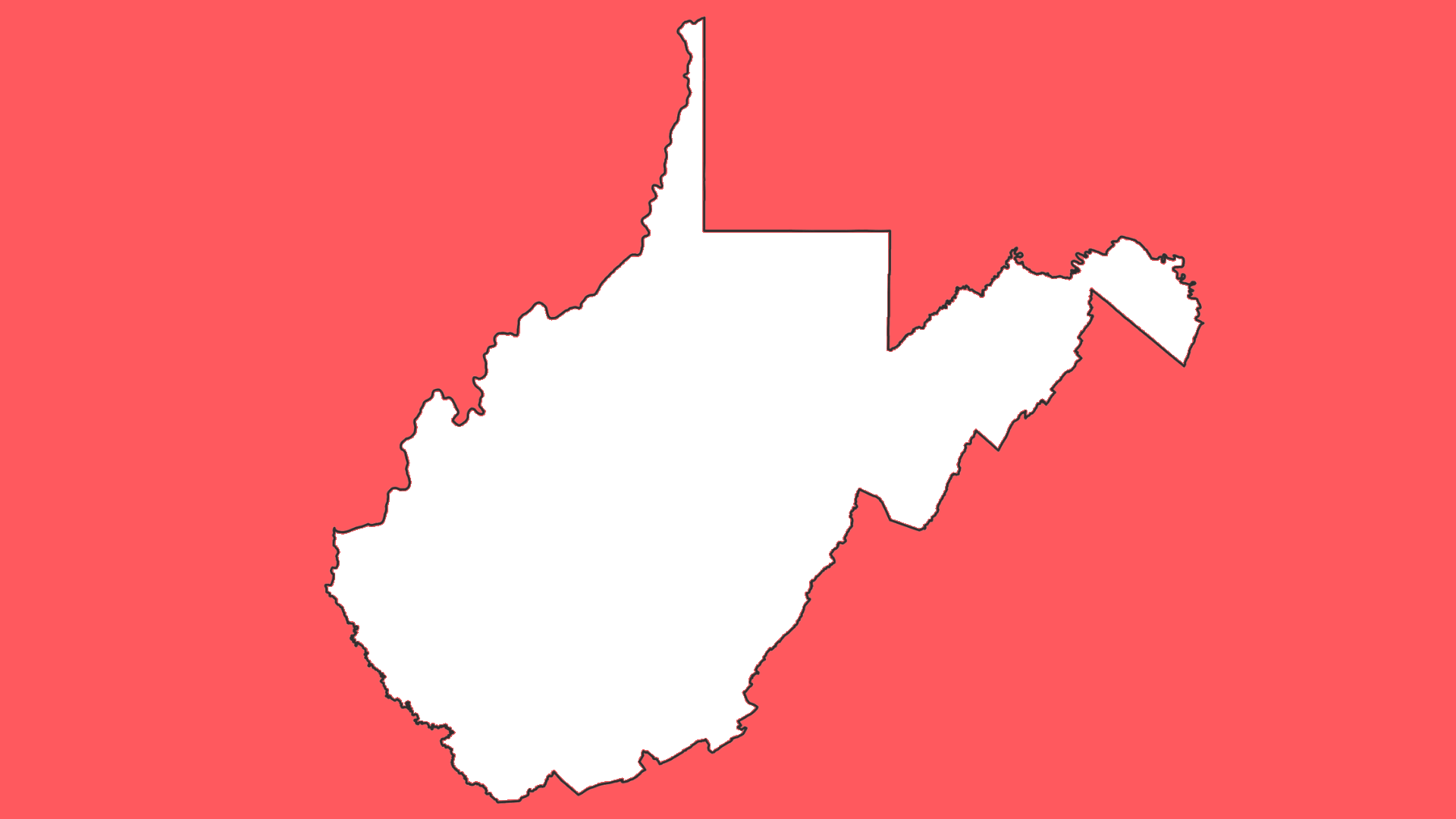 West Virginia outline on red background